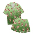 thumbnail image 3 of Hpapadks Kids Pajamas Kids Christmas Button Down Short Sleeve Shorts Pajama Set Pjs for Girls Green 10-11 Years, 3 of 4