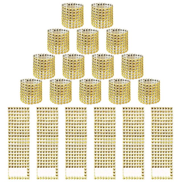 50 servilleteros dorados con diamantes de imitación para boda, recepción, baby shower, decoración de fiesta, lazos brillantes para servilletas, marco de silla, mantel, cortina Sailing Electrónica