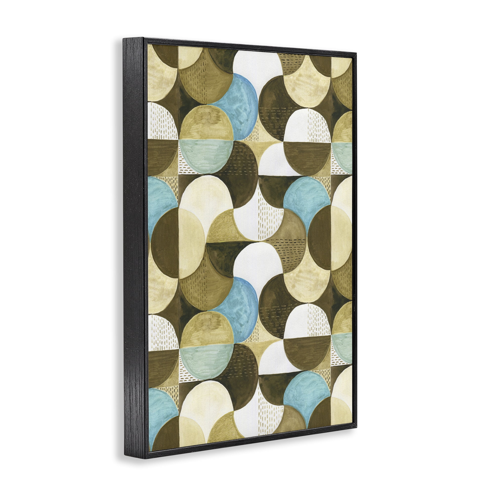 Stupell Industries Boho Circular Pattern Abstract Painting Black Framed Art Print Wall Art, 20 x 30