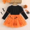 thumbnail image 6 of Gunia Halloween Dresses For Girls Festival Halloween Pumpkin Tutu Tulle Dresses For Party Fashion Long Sleeve Toddler Trendy Clothes Size 12-18 Months Orange, 6 of 9