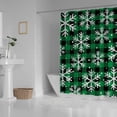 thumbnail image 3 of Bath Shower Curtain Liners 66"x72", Christmas Snowflakes at Green Black Buffalo PlaidPolyester Waterproof with 12 Curtain Hooks Bathroom Accessories Decoration, 3 of 6