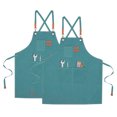 thumbnail image 1 of Unique Bargains 2pcs Adjustable Chef Apron Cross Back Aprons for Kitchen Cooking Art Painting, Turquoise, 1 of 6