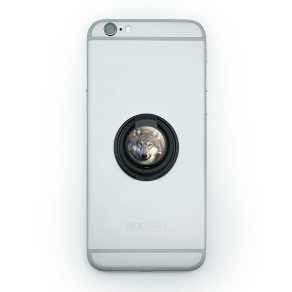 Gray Wolf with Fall Background Mobile Phone Ring Holder Stand