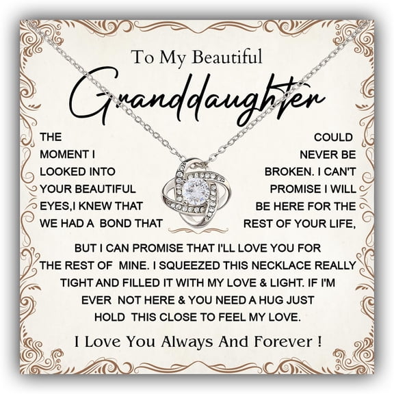 To My Granddaughter Necklace, Granddaughter Necklace From Grandma Or Grandpa, Necklace Granddaughter On Birthday Wedding, Graduation Necklace Granddaughter #902, White Love Knot Necklace