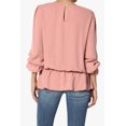 thumbnail image 2 of TheMogan Women's S~XL Puff Long Sleeve Shirred Drop Waist Chiffon Ruffle Peplum Blouse, 2 of 7