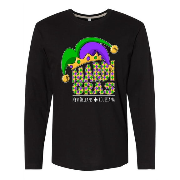 Inktastic Mardi Gras New Orleans Louisiana Jester Hat Long Sleeve T-Shirt