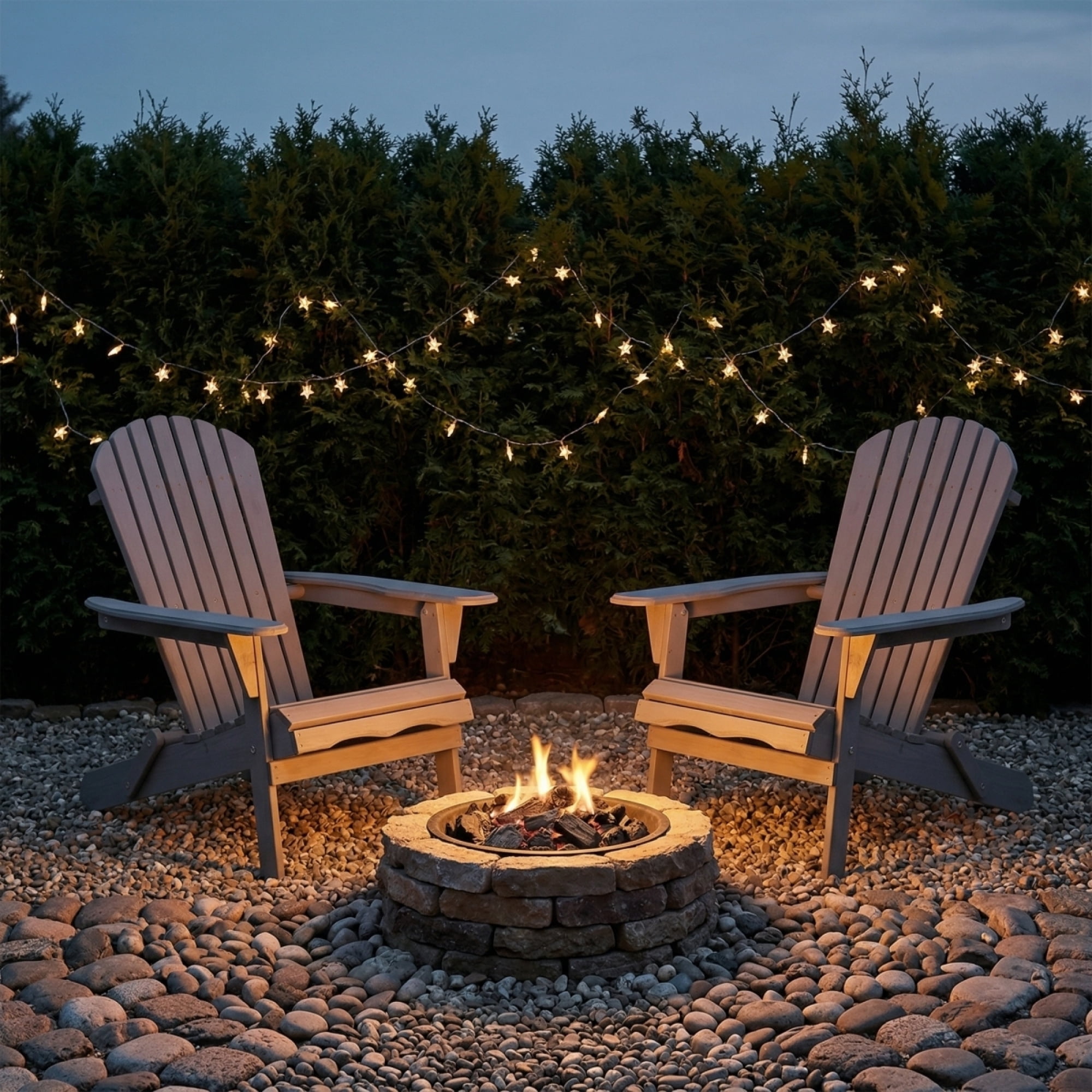 Set of 2 Outdoor Wooden Folding Adirondack Chairs with Pre-Assembled Backrest, Patio Fire Pit Chairs for Backyard, Porch, Poolside & Deck,Grey