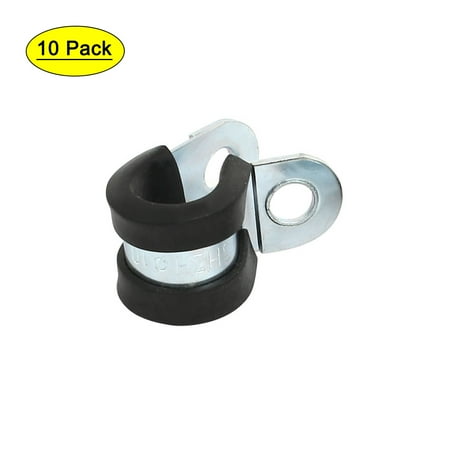 

10mm Dia EPDM Lined R Shaped Zinc Plated Pipe Clip Cable Clamp 10pcs