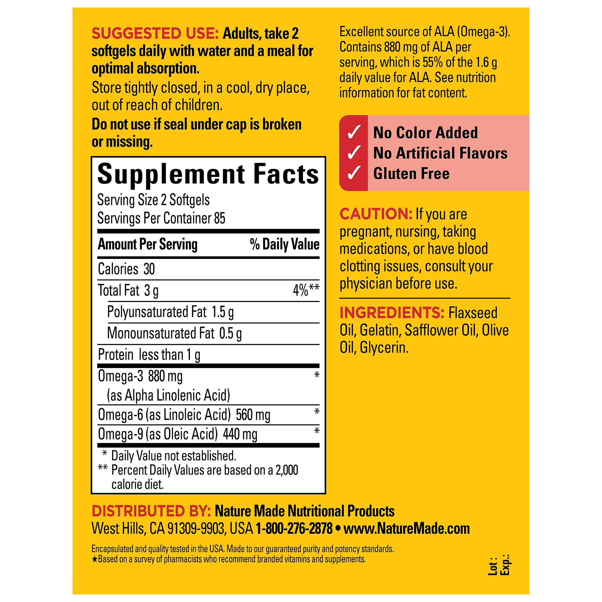 Nature Made Triple Omega 369 Softgels Dietary Supplement 170