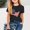 Black, variant on Piuwrlz Kid Round Neck T-Shirts Girls Short Sleeve Sweatshirt Printed Loose Blouses Shirt Top Beige Size 3 Years