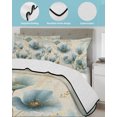 thumbnail image 3 of Full Size Quilt Bedding Set, Spring Floral Reversible Summer Quilt 3 Pieces, Teal Tulip Botancal Summer Flowers Lightweight Bedspreads Coverlets with 2 Pillow Shams for All Seasons, 3 of 5