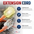 thumbnail image 3 of 200ft Outdoor/Indoor Extension Cord 16/3 Gauge Heavy Duty 3 Prong SJTW, Waterproof, Flexible Cold-Resistant Long Power Cord,6A 125V 875W, Orange by LifeSupplyUSA, 3 of 10