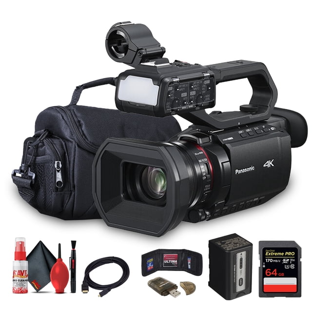 Panasonic AG-CX20 4K Mobile Camcorder with Rich Connectivity (AG-CX20) + 64GB Card + Bag + Card Reader + Memory Wallet + Cap Keeper + Cleaning Kit + HDMI Cable