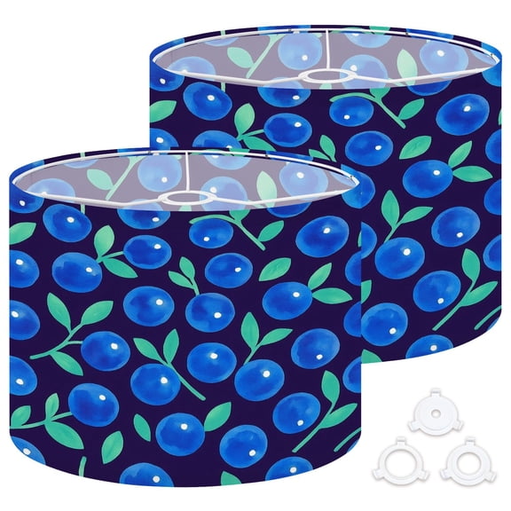 Lamp Shades Set of 2 Easy Assembly Blueberry Summer organic fruit Drum Lampshades for Table Lamps Floor Lamps Pendant Light 13"x13"x10" Replacement Lamp Shade