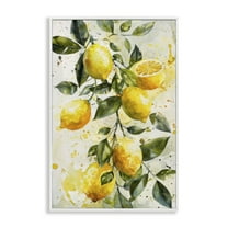 Stupell Industries Lemon Watercolor Splashes Food & Beverage Painting White Framed Art Print Wall Art, 12 x 18