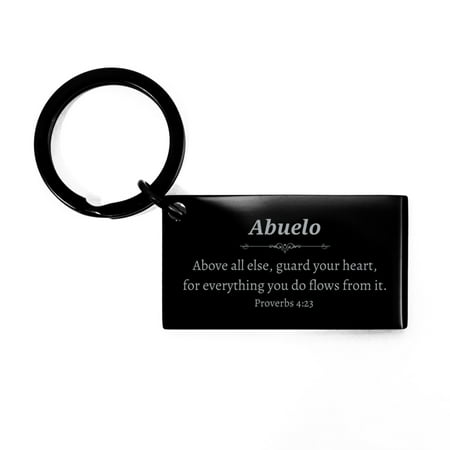 Amangny Abuelo Inspirational Keychain - Guard Your Heart Proverbs 4:23, Perfect Idea Gifts for Grandpa, Birthday, Christmas, Graduation, Confidence Boost