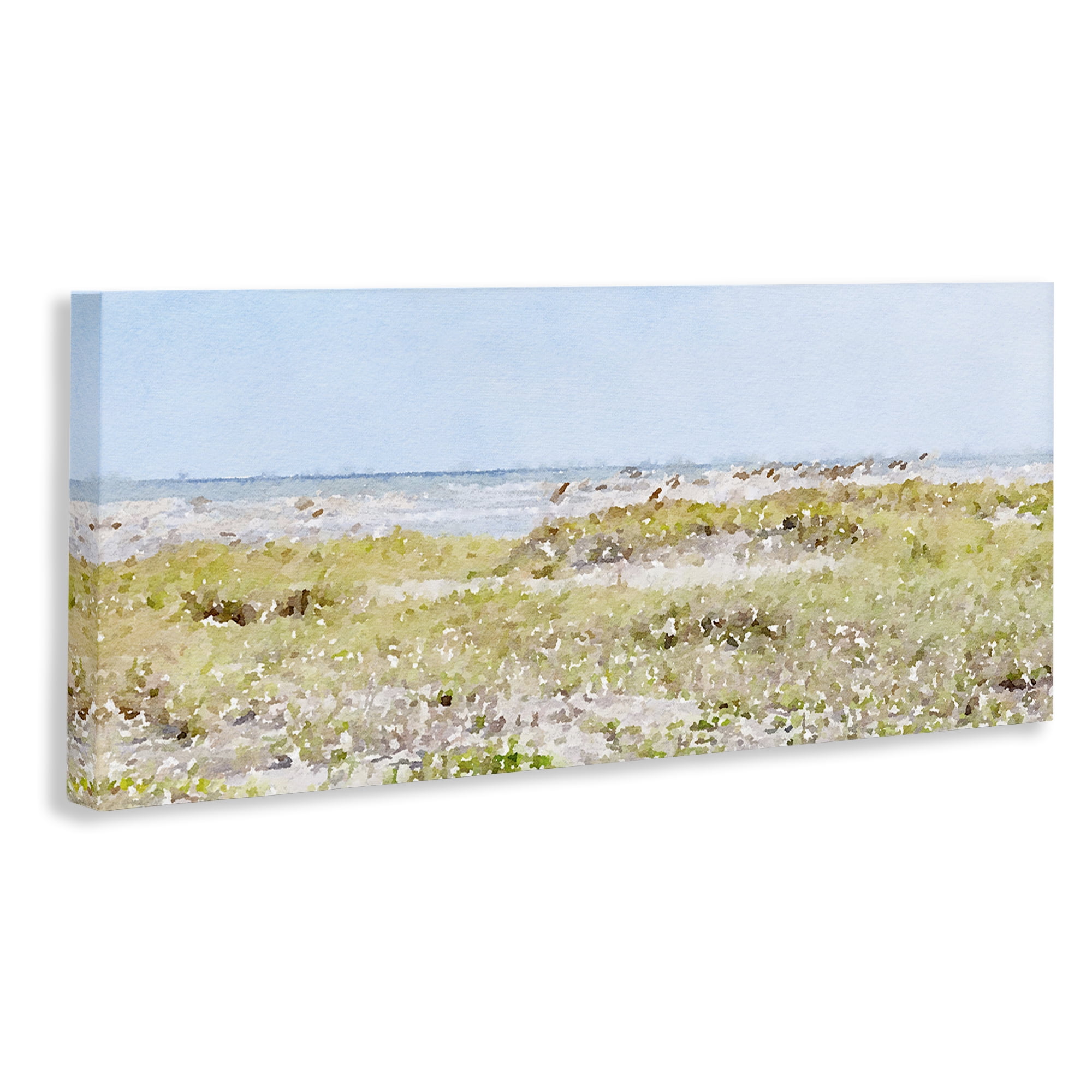 Stupell Industries Eastern Beach Grass Landscape Painting Gallery Wrapped Canvas Art Print Wall Art, 40 x 17