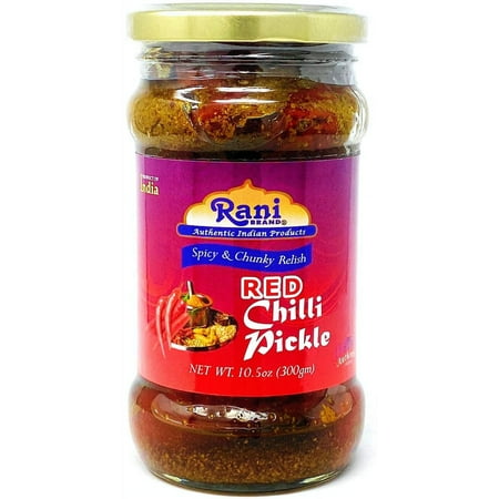Rani Red Chilli Pickle Hot (Achar, Spicy Indian Relish) 10.5oz (300g) Glass Jar ~ Vegan | Gluten Free | NON-GMO | No Colors | Popular Indian Condiment, Indian Origin