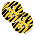 thumbnail image 1 of Monogram Initiale X Rayure Tigre Noir & Or Lot de 2 Porte-Gobelets Voiture Coaster, 1 of 1