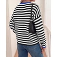 thumbnail image 2 of BTFBM Women's Lightweight Oversized Striped Sweater | Soft Knit Cozy Sweaters, Crew Neck Long Sleeve Pullover, y2k Color Block, Casual Holiday Outfits, Winter Fall Clothes, 2 of 8