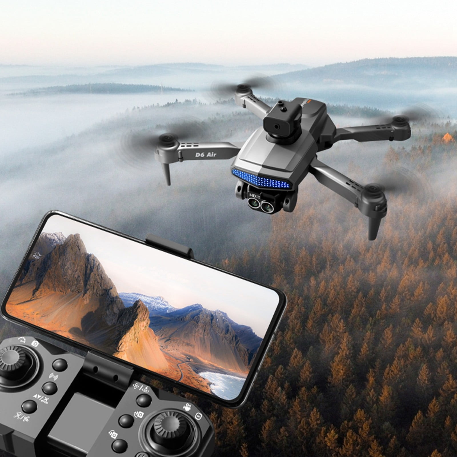 Drone with 4K Dual Camera, Electronic Image Stabilization & Obstacle Avoidance, Gesture Control & One-Key Return with 2 Batteries for Extended Flight, for Beginners and Teenagers