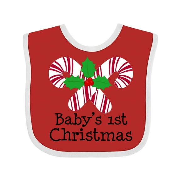 Inktastic Baby's 1st Christmas Candy Canes Boys or Girls Baby Bib