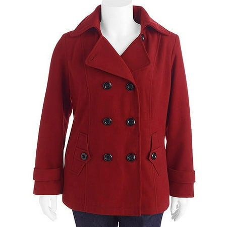 George Women's Plus-Size Faux Wool Hooded Peacoat - Walmart.com