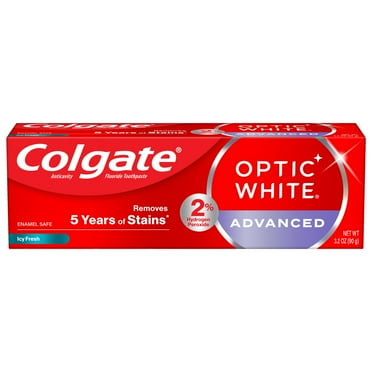 Colgate Optic White Advanced Hydrogen Peroxide Whitening Toothpaste, Icy Fresh, 3.2 oz Tube