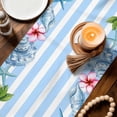 thumbnail image 3 of Summer Ocean Table Runner 90 Inches, Sea Starfish Shell Flowers Lemon Blue Stripes Bed Runner Dresser Scarves Tabletop for Indoor Outdoor Parties/Ceremony/Banquet, 13" x 90", 3 of 9
