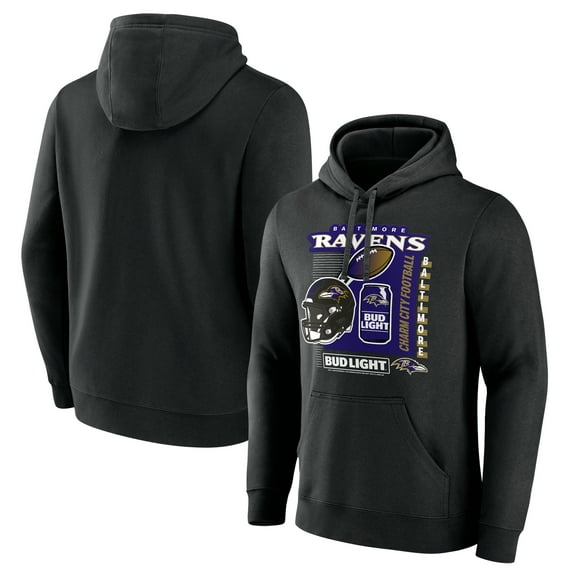 Men's Black Baltimore Ravens Bud Light Pullover Hoodie