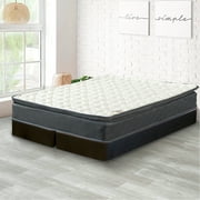 Continental Sleep 10" Medium Pillow Top Memory Foam Hybrid Mattress and 8" Split Wood Box Spring Set, Queen