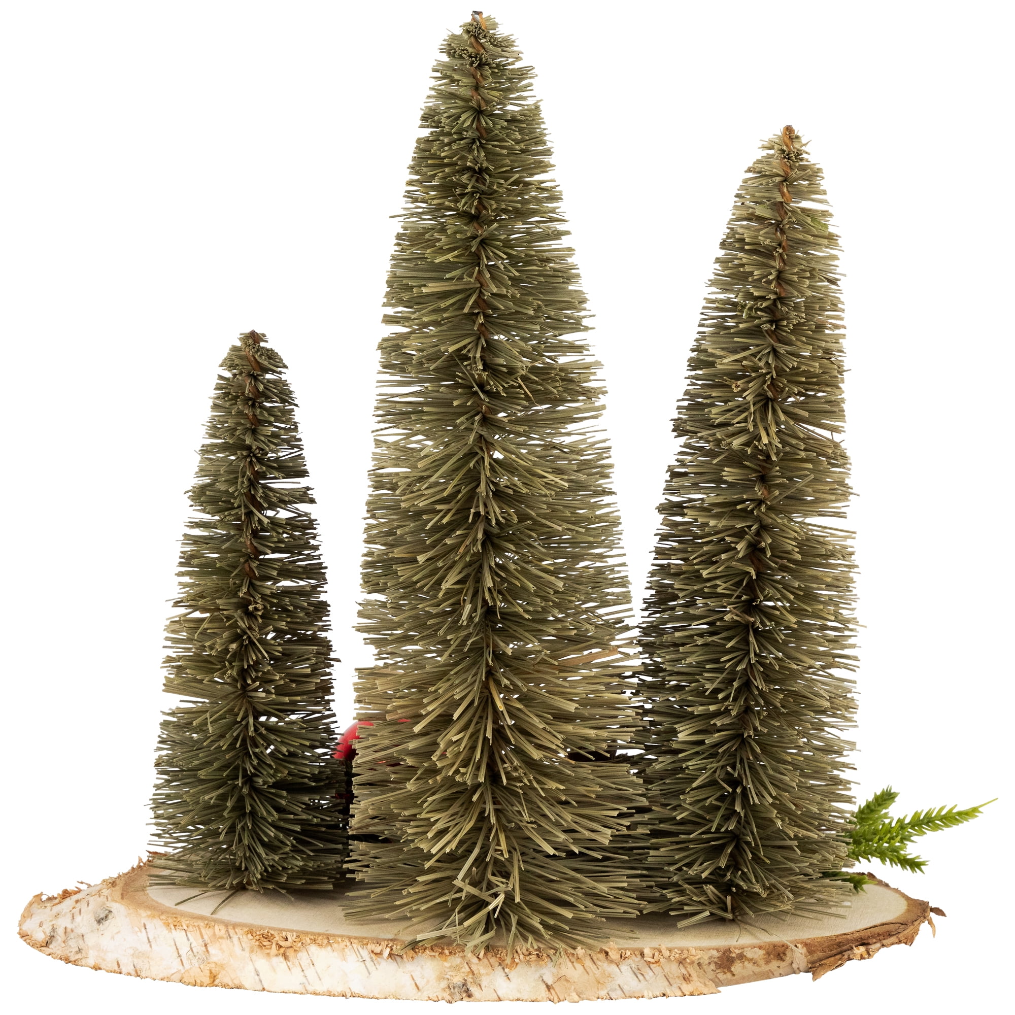 Northlight Trio of Bottle Brush Trees Christmas Decoration - 10.25"