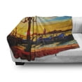 thumbnail image 3 of Venice Soft Flannel Fleece Throw Blanket, Antique Lantern and Gondolas Floating in the Grand Canal Sunrise, Cozy Plush for Indoor and Outdoor Use, 50" x 60", Orange Yellow Blue, by Ambesonne, 3 of 6