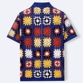 thumbnail image 5 of Men Shirts Short Sleeve Hollow Crochet Cardigan Knitted Top Button Down Collared Breathable Summer Hawaiian Shirt for Men Navy L, 5 of 6