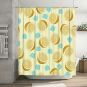 Lemon Citrus Ice Fruit Backdrop Pattern Shower Curtain, Waterproof Bath Curtains for Bathroom Decorations, 72 x 72 inches
