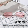thumbnail image 2 of FEISEDY Vintage Slender Square Sunglasses Retro Small Metal Frame Candy Colors B2295, 2 of 14
