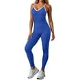thumbnail image 3 of KHONTS Women's Crisscross Sleeveless Bodycon Cami Jumpsuit Seamless Backless Workout Yoga Pants Rompers Blue M, 3 of 7