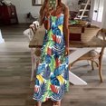 thumbnail image 1 of Ovzne Robes pour Femmes Robe de Plage Robes d'Été pour Femmes Imprimé Sans Manches Col Rond Robe Décontractée Longues Robes de Printemps Imprimée Liquidation, 1 of 5