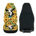 thumbnail image 4 of ZIATUBLE Sunflower Cow Butterfly Front Seat Cover for Car 2 Pcs Anti Slip Vehicle Bucket Seat Covers Easy to Install Women Front Seat Cover Set Auto Interior Accessories Fit for Car Truck SUV, 4 of 7