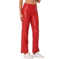 thumbnail image 4 of DARING DIVA Faux Leather Pants for Women's High Waist Straight Leg Punk PU Trousers XS Red, 4 of 6