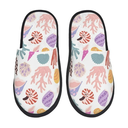 

Slippers for Women Men Cartoon Coral Shell Conch Warm Womens Mens House Shoes Bedroom Slippers Fuzzy Memory Foam Slippers Winter House Indoor Shoes Aesthetic Dorm Slippers