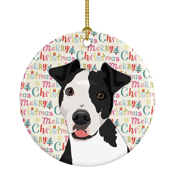 Pit Bull Black #2 Christmas Ceramic Ornament 2.8 in x 2.8 in