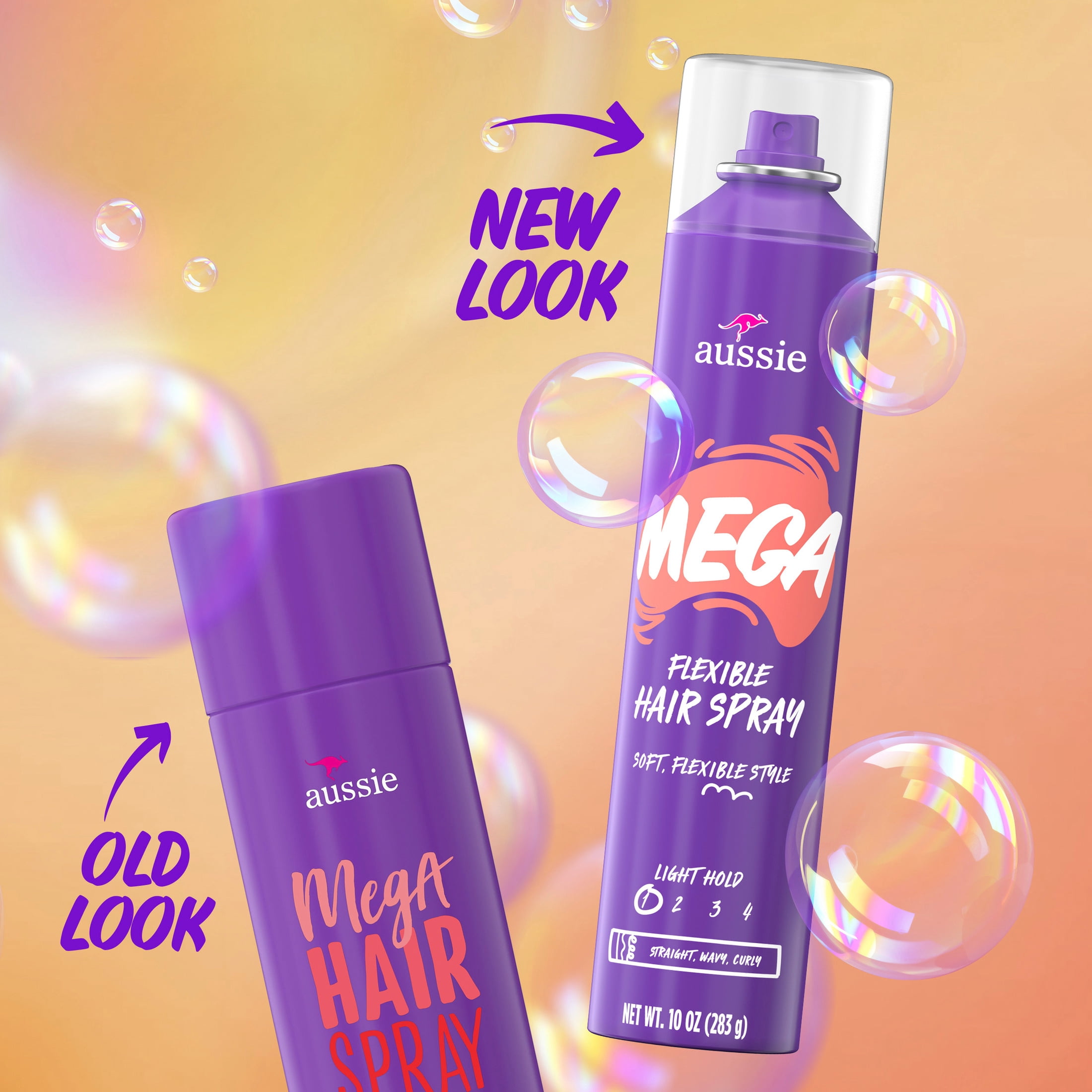 Aussie Mega Flexible Hair Spray for Curly Hair, Straight Hair, and Wavy Hair, 10 oz