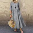 thumbnail image 2 of Puyaiuu New Maxi Dresses for Women 2025 Casual V-Neck Elbow-Length Long Dress Soft Comfort with Pocket Plaid Summer Dresses for Women, 2 of 5