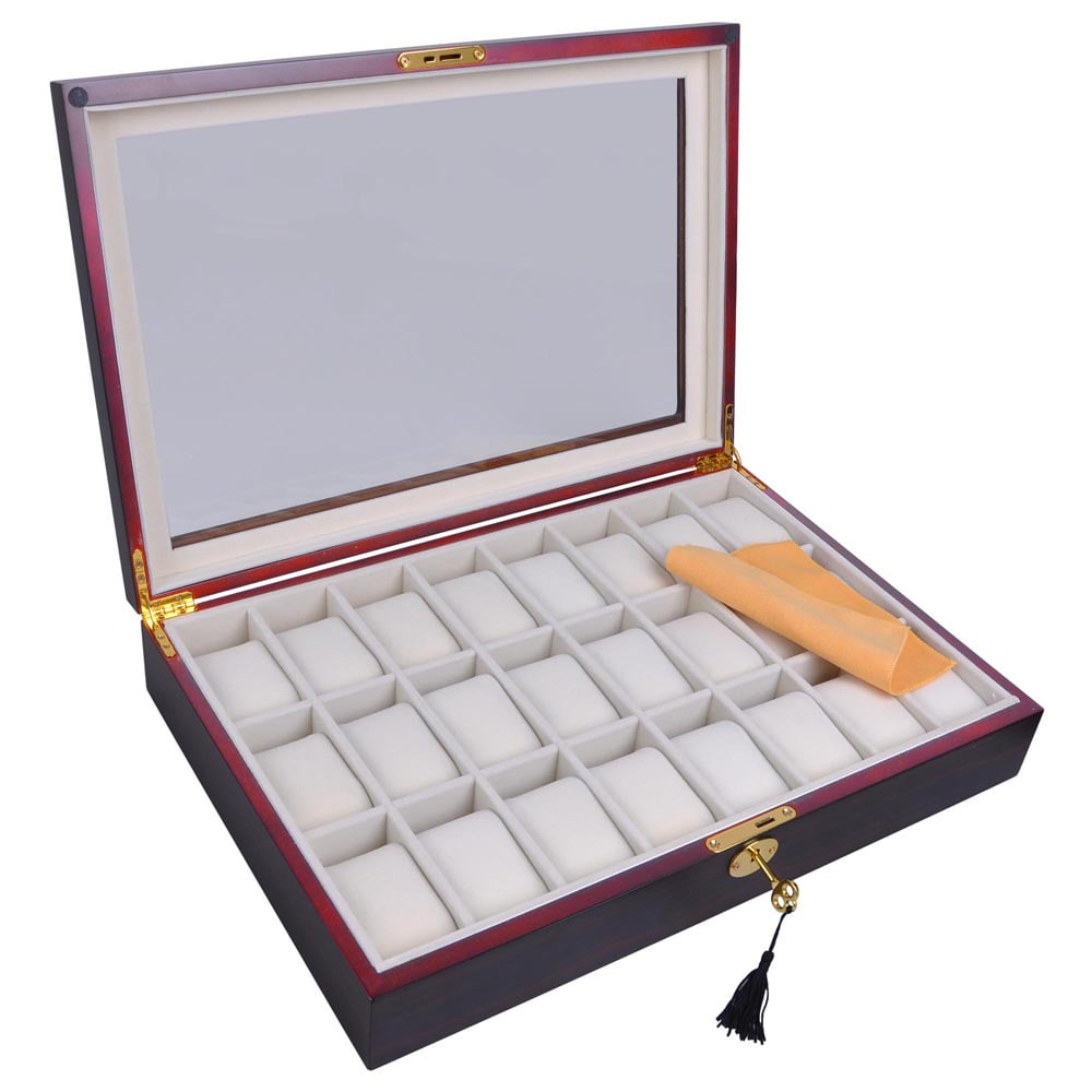 Luxury Watch Box 20 Velvet Pillow Slots, Premium Display Case With Luxury Watch Box 20 Velvet Pillow Slots, Premium Display Case With