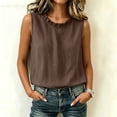 thumbnail image 2 of Pounoo Women's Linen Tops Sleeveless Crew Neck Ruffle Trim Blouses Casual Summer Wear Lightweight Breathable Relaxed Fit Shirts Gift, 2 of 8