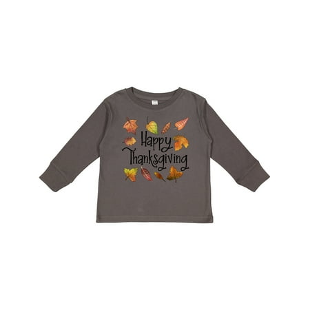 

Inktastic Happy Thanksgiving Fall Leaves Gift Toddler Boy or Toddler Girl Long Sleeve T-Shirt