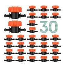 Naisfei 30 Pcs Drip Irrigation Shut Off Switch Valves for 1/4" Drip Irrigation Tubing, Water Flow Control Valve Drip Line Cut Off Valve for Drip Sprinkler Garden System