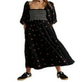 thumbnail image 1 of Robe Longue pour Femmes Manches Longues Col Carré Broderie Fleur Robe Évasée, 1 of 6