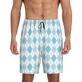 thumbnail image 2 of Rocae Blue and White Squares for Men's Soft Sleep Pajama Shorts, Waistband and Pockets, 2 of 9